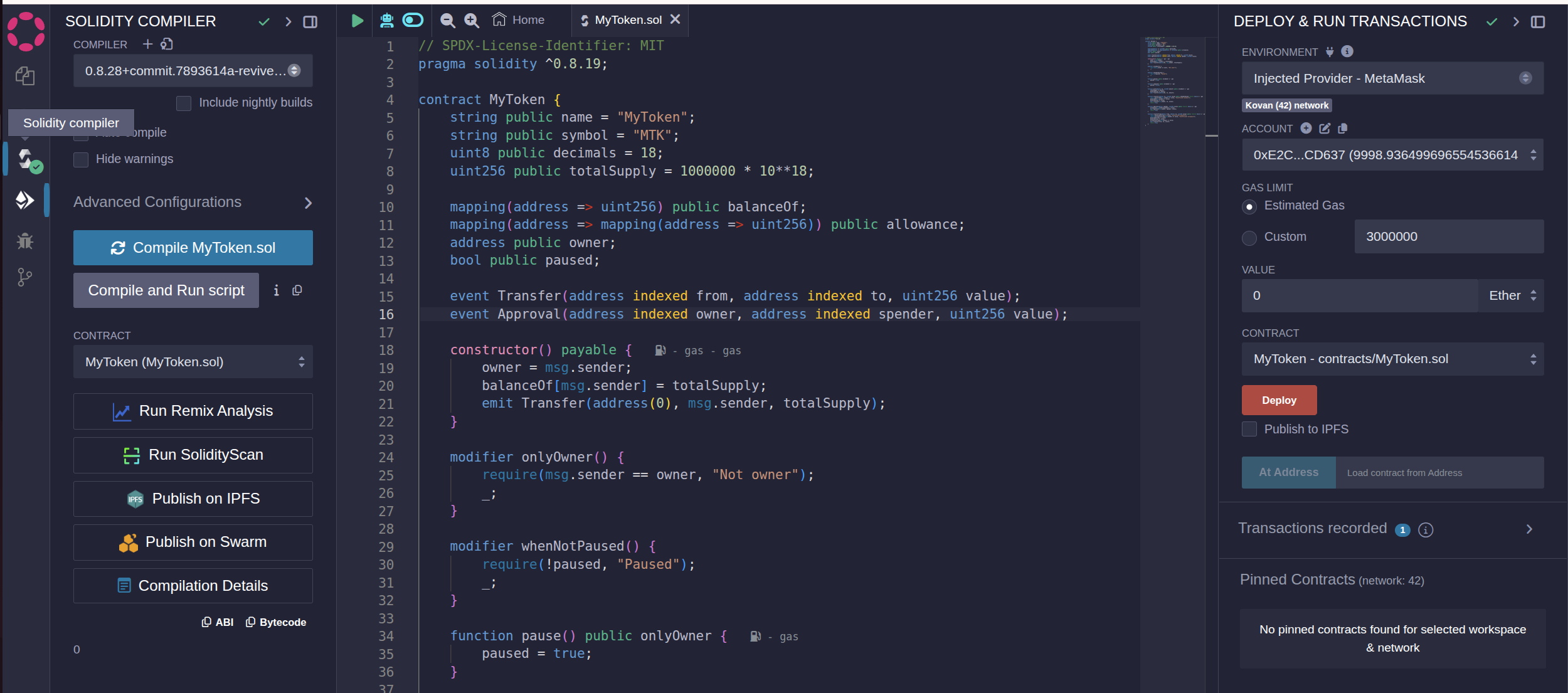 Deploy smart contract step 1