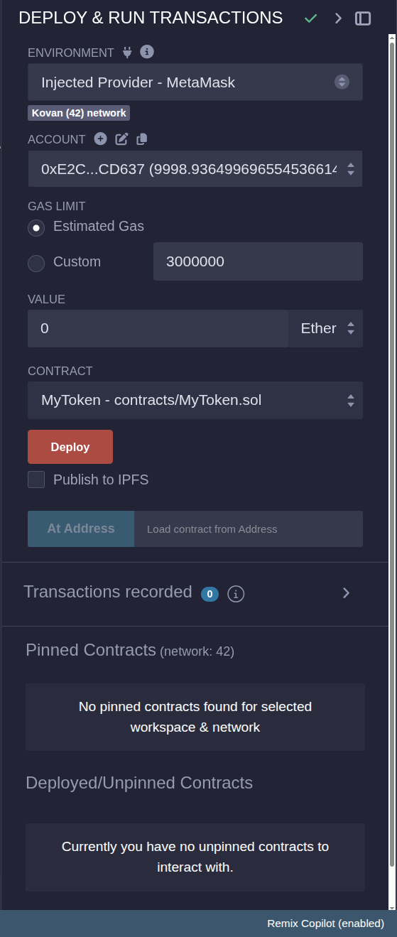 Deploy smart contract step 3